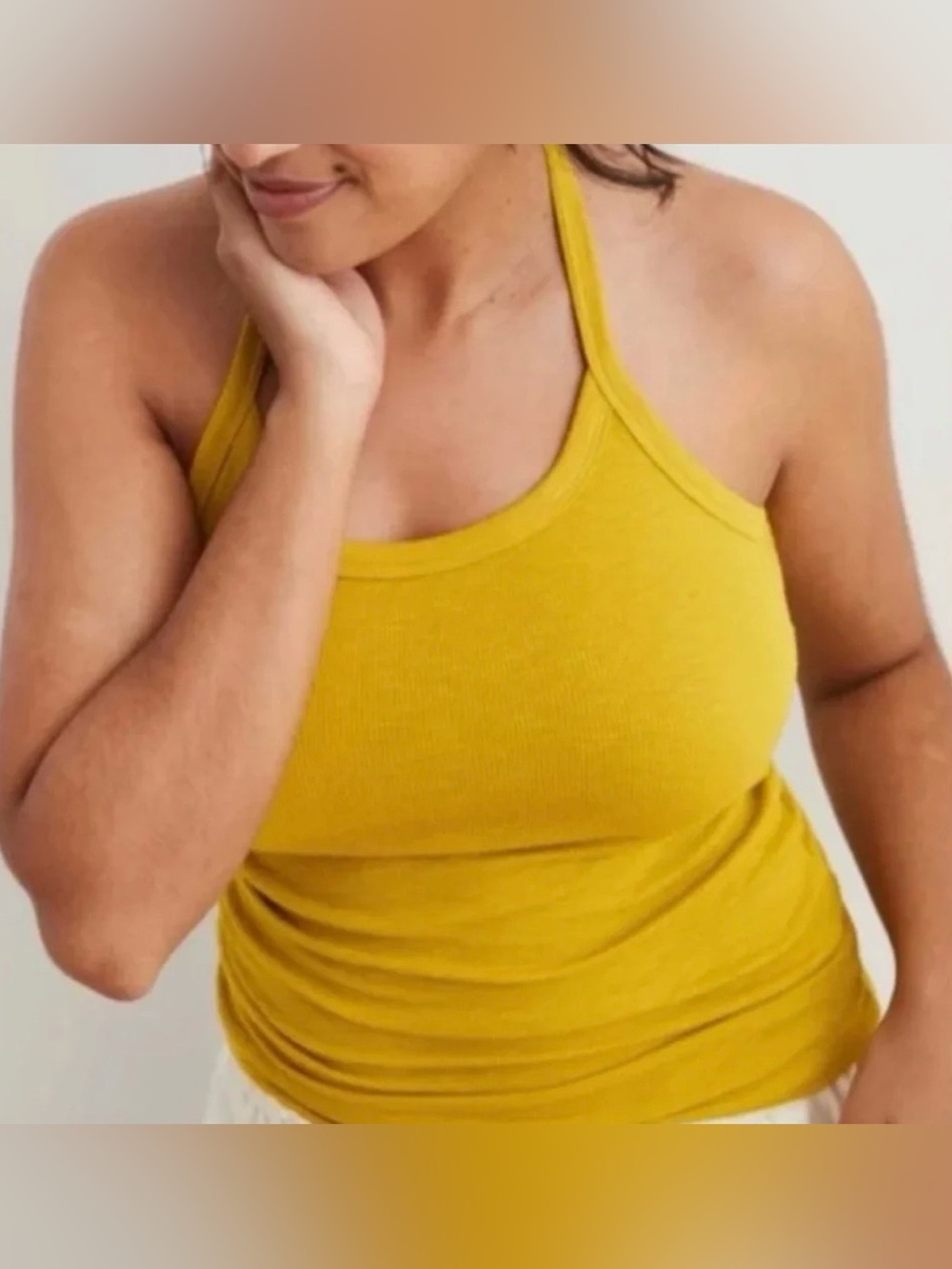 Aerie Ribbed Knit Halter Top // Yellow // Small
